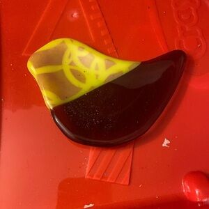 Beautiful hand blown bird trinket dish C3